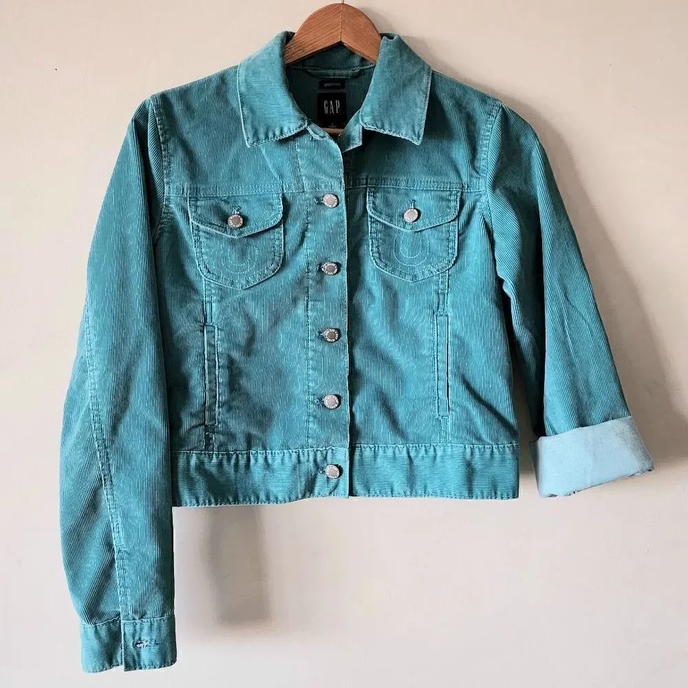 Gap denim jacket women's size small button up cropped
